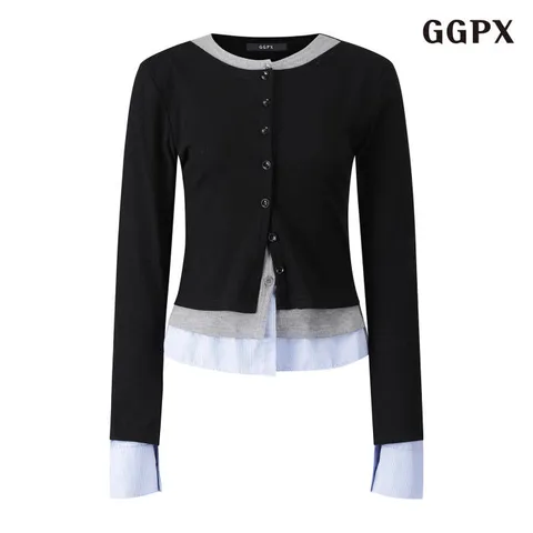 [롯데백화점][지지피엑스]모던 레이어드 배색 가디건 (GPCCK015D)