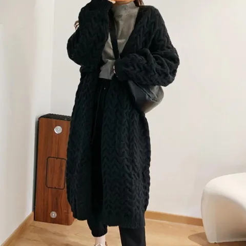 여자카디건 꽈배기 롱가디건 가을 겨울 니트코트