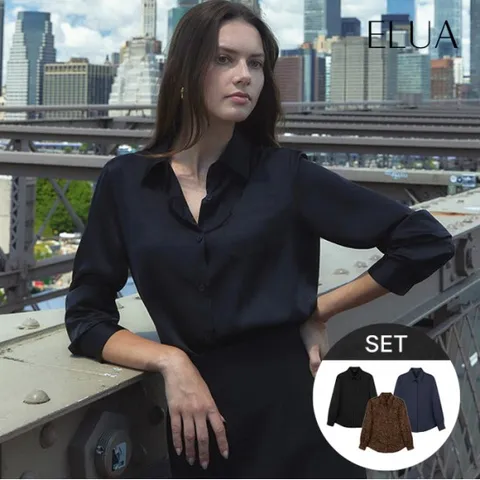 [최초가99,000원]3종세트 스탠 카라 새틴 블라우스