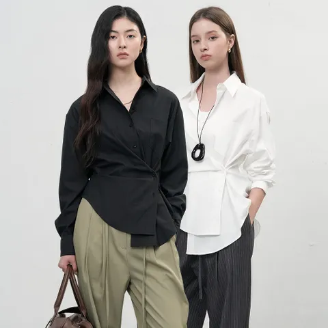 링클프리 버튼 랩 셔츠 [2COL] / WBE3L03501