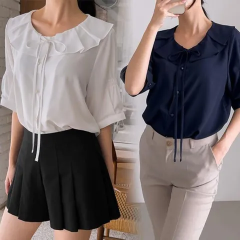 [브리치]  / 위쉬몰 DB 퀸소매주름프릴블라우스(S180H506) 빅사이