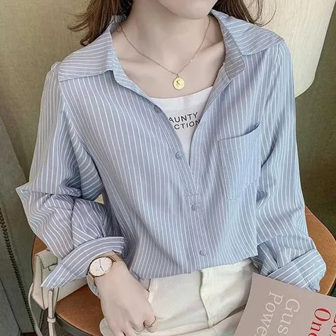 [JHM40P87_51IB]스트라이프 셔츠 직장인 캐주얼 데일리 (29145475A)