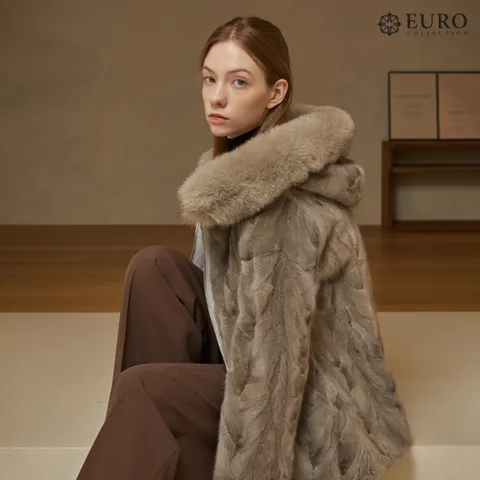 [최초가 399,000원][유로컬렉션]뮤 사가폭스 후드 리버시블 밍크 코트