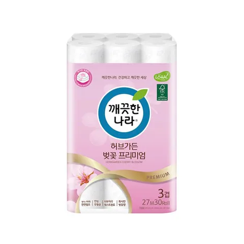 [깨끗한나라] 화장지 데코 3겹 벚꽃 27Mx30롤