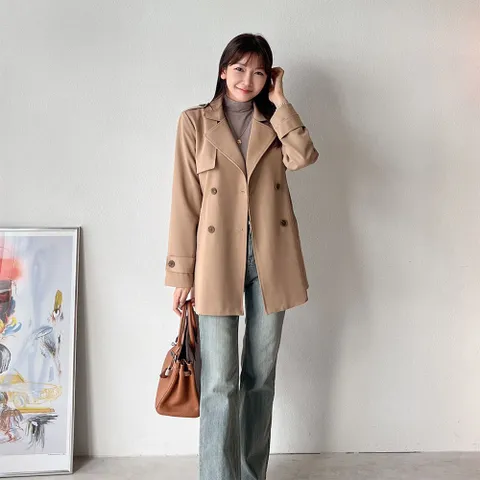 [다잇템] 여성 트렌치 스트랩 환절기 가을트렌치 숏코트