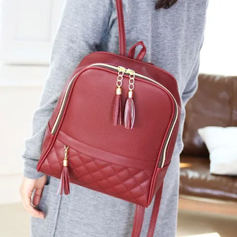 쿨샵 하프퀄팅 디자인 여성백팩 태슬장식 누빔 백팩 여성백팩 여성가죽백팩