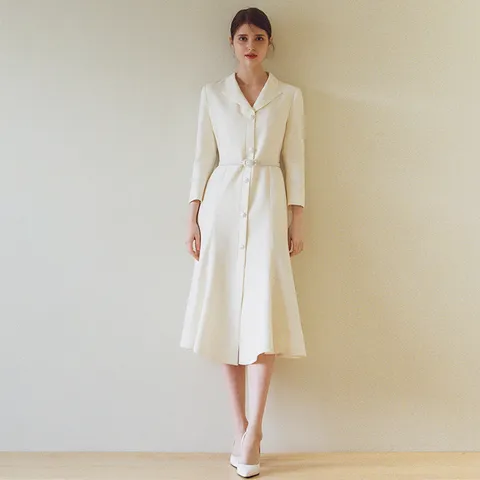 CLAUDIA tweed mermaid long dress_ivory