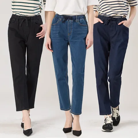 쿠퍼 풀스트링 밴딩 여성 데님팬츠