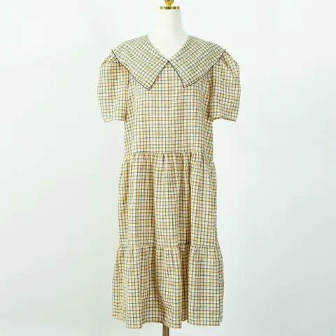 아이우먼 체크세라카라롱원피스 CMG765M304 빅사이즈