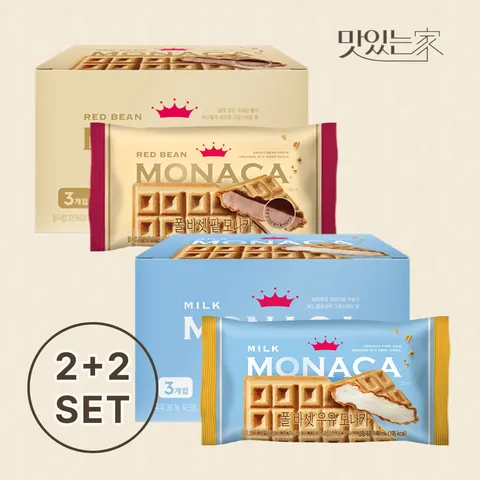 [폴바셋] 모나카 우유+팥 2종, 4팩 SET