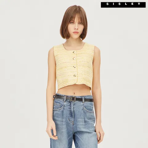 아울렛 ★셀럽 착용★ 텐저린 트위드 베스트 SAJK13311_YE