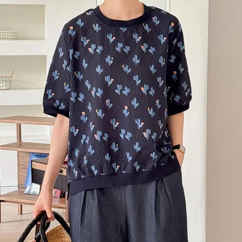 여성 시어서커 박시핏 지지미 선인장 블라우스 (39174471)