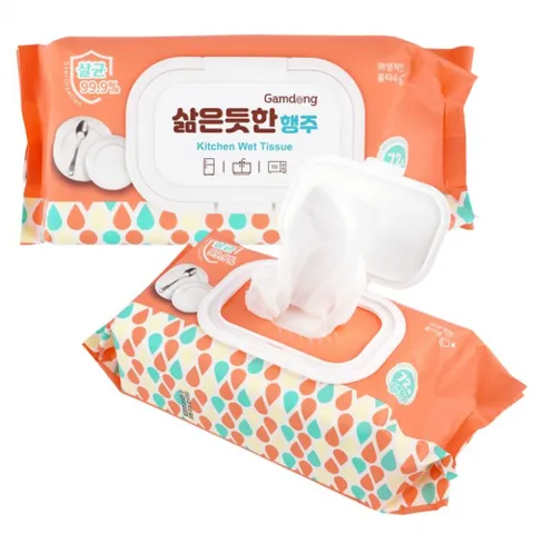 감동 삶은듯한행주 72매 캡형 살균 주방 다용도 물티슈 대용량 식기세정 티슈