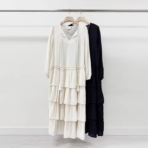 [브리치]  / 보헤미안 테슬 캉캉 루즈핏 긴팔 롱 원피스