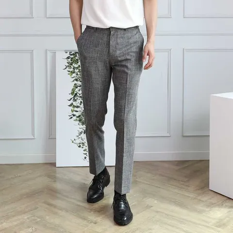 [하프클럽/남성용 여름 보카시 체크 반밴딩 정장 바지