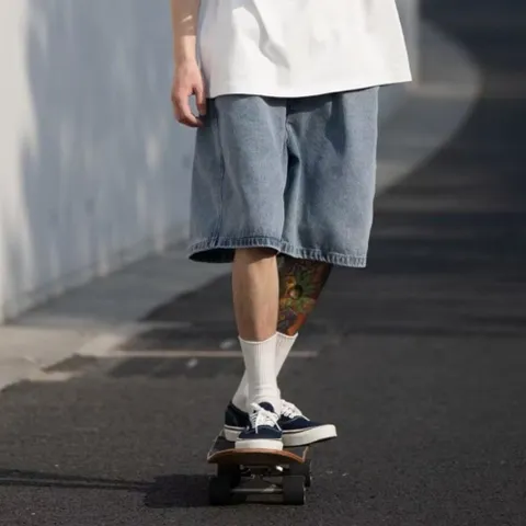 남성 여름 반바지 캐주얼 5부 데님팬츠 흑청 청반바지