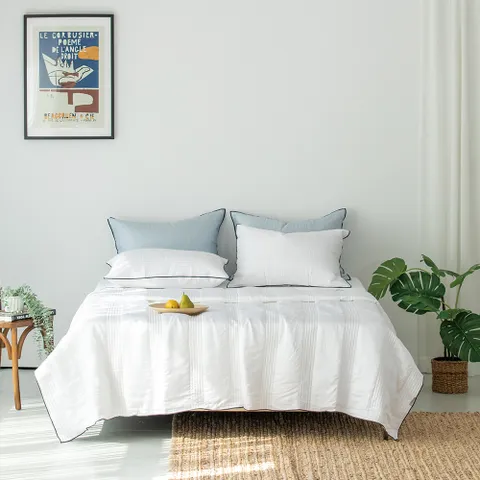 하우디 인견 여름 차렵이불 싱글/퀸 화이트/블루