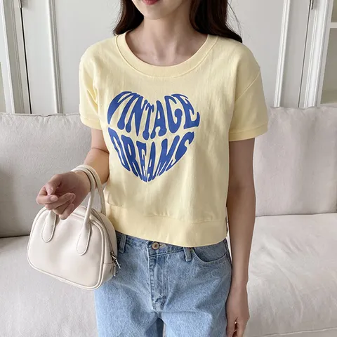 [하프클럽] (DK)드림하트반팔맨투맨 여성 맨투맨티