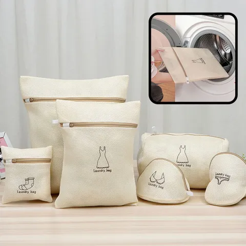 무형광 이중세탁망 6종세트 속옷세탁망 옷보호세탁망 속옷세탁망 무형광세탁망 이불세탁망