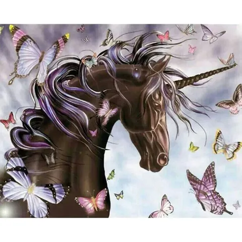 말보석십자수 나비와 유니콘  캔버스  보석십자수 40x50 캔버스보석십자수