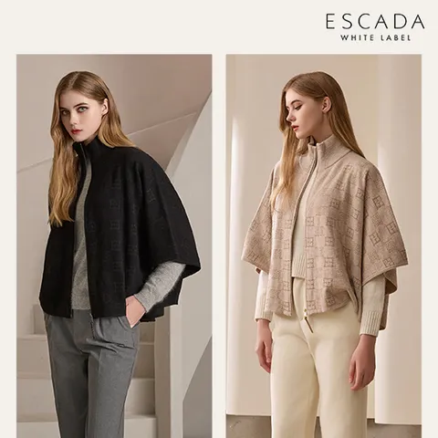 에스까다 25FW 캐시미어 자카드 니트케이프