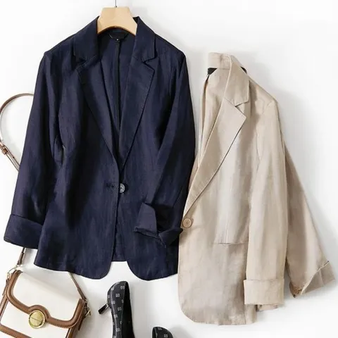 [하프클럽/브이와이]여자 여름 간절기 단추 자켓_WJK21972