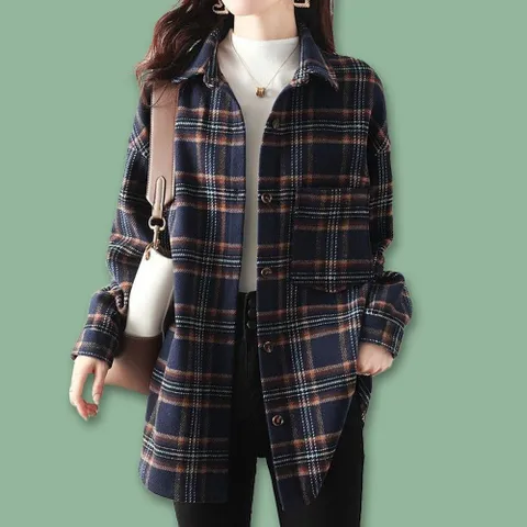 여성 봄 가을 롱 체크 기모 예쁜 데일리 셔츠 여자 남 엄마옷 여성셔츠 체크남방 여성남방