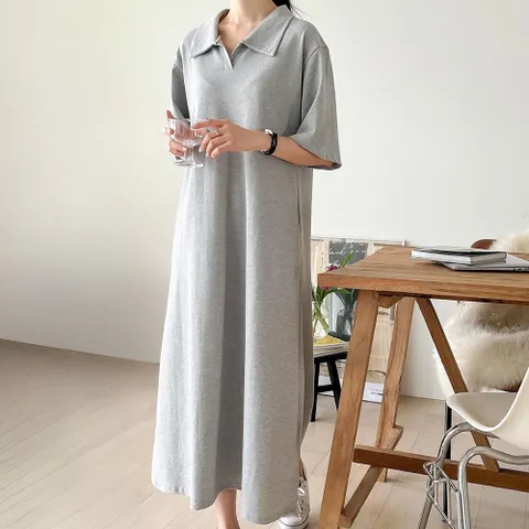 [엘브랜드] PK 카라 반팔 롱원피스