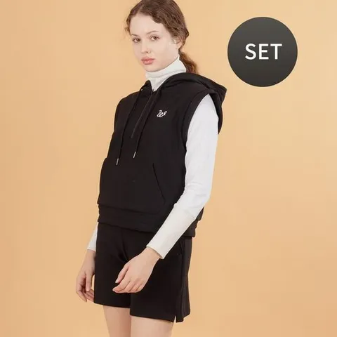 [하프클럽] W 여성골프복 밍크안감 조끼 반바지 세트