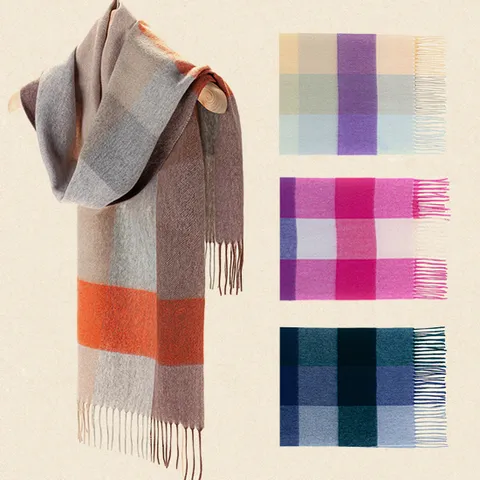 스튜디오나인 캐시미어 100% 체크 머플러 130+