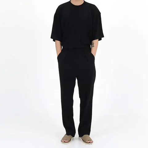 [브리치]  / 여름 구원 오버핏 플리츠 반팔티셔츠 / 아이보리 베이