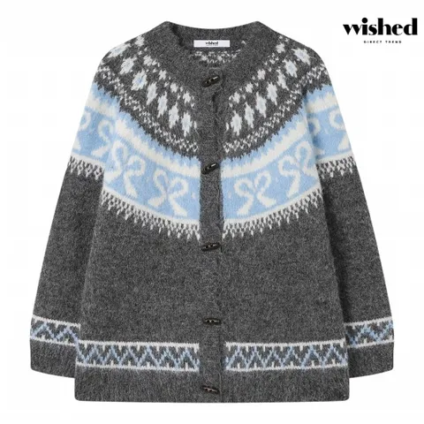 정상가:79,000원 ㅣ 패턴 배색 더플 오버핏 니트 가디건 (WICDCD002)