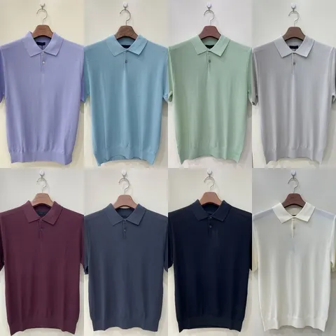 남자 시원한 레이온 혼방 카라넥 여름 반팔 카라 니트 티셔츠 블랙 외 7컬러_JK