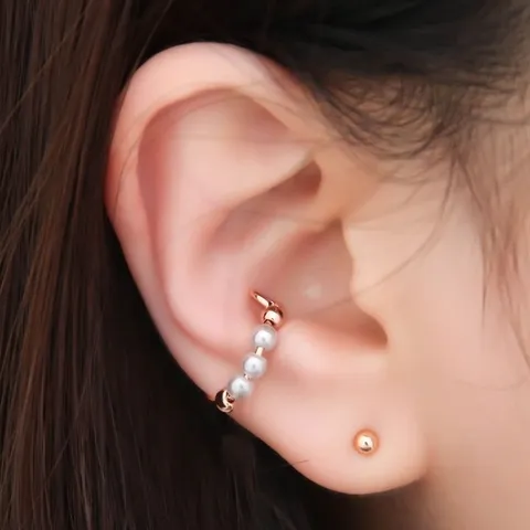 [라울스톤] 로즈골드 14KGP 펄라인 데일리 진주 링 귀찌 이어커프_10728303_588701