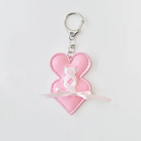 Double heart keyring_pink