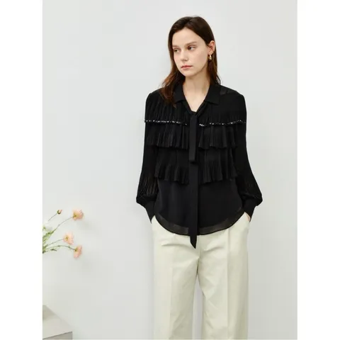 [롯데백화점][아이잗컬렉션(피)]주름 캡 디테일 시폰 블라우스 (CR4A0BL141)