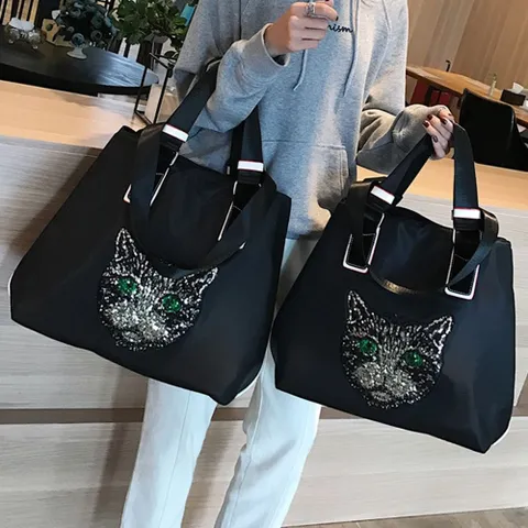 여성가방 G125550_고양이 스팽글 빅 쇼퍼백 숄더백