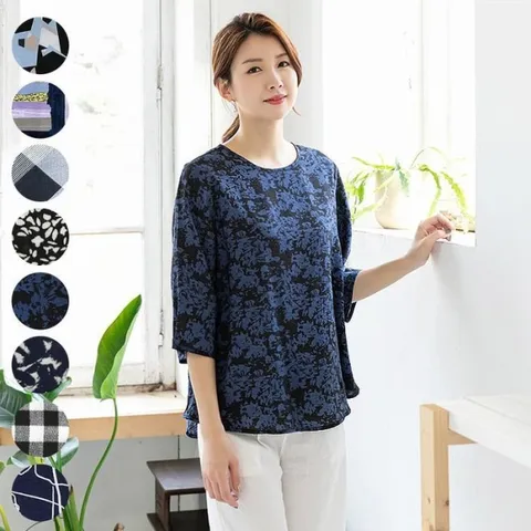 빅사이즈사랑해요 J660L307 셔링패턴인견블라우스 BZ (10497806)