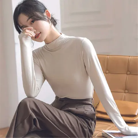 에이치플러스몰 여성 부드러운 목편한 반폴라 모달티셔츠목폴라티 목티 여자목티 여성목티