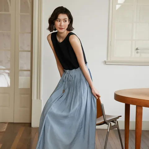 LS_Splicing tencel dress