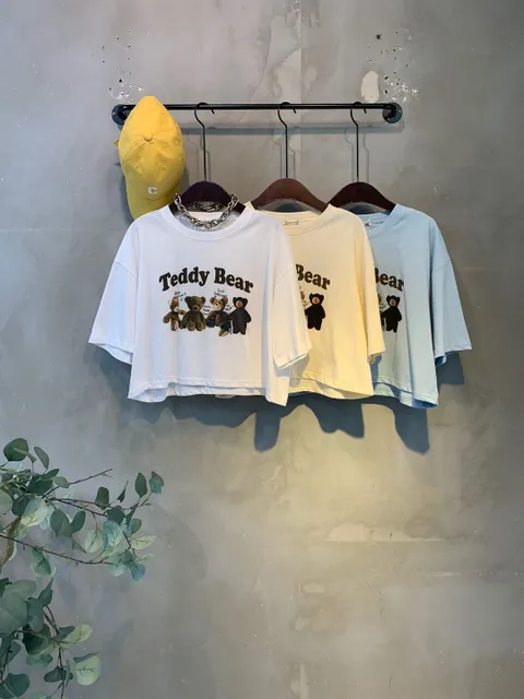[브리치] 씨샵인더룸 / 테디 곰돌이 프린팅 크롭 반팔 티셔츠 3color