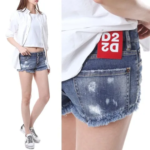 [명품] 디스퀘어드 D2 미러레드패치 내추럴커팅 숏팬츠72MU0341