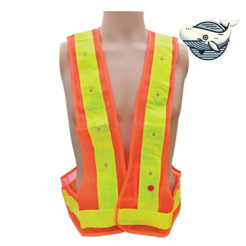 야간 작업 안전 조끼 LED 점멸형 오렌지 신호수조끼 야간조끼.공사조끼 작업조끼