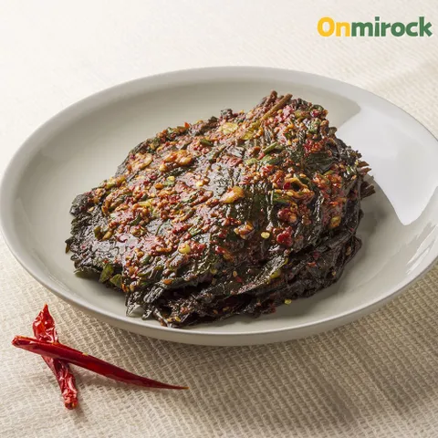 온미락 순창이조전통식품 자연발효 양념 깻잎 장아찌 500g 100% 국내산 50년전통