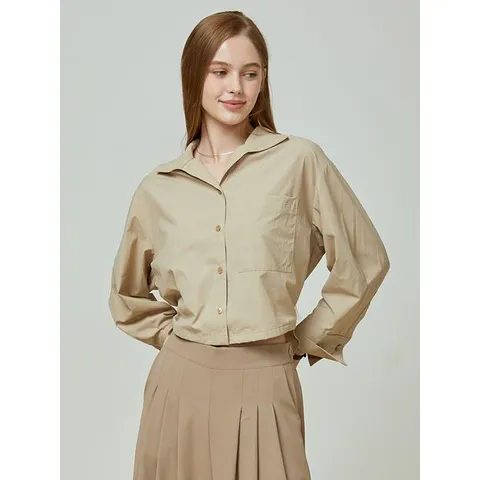 [하프클럽/이앤씨]EnC 베이지 윙카라 블루종 셔츠블라우스 ENBA32401C