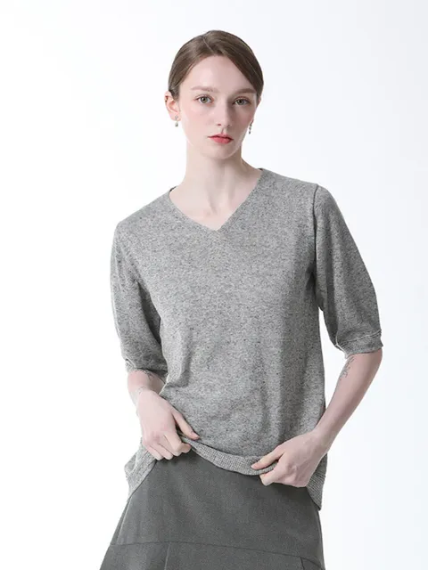 린넨블렌디드 워셔블 브이넥 반팔니트 4종세트