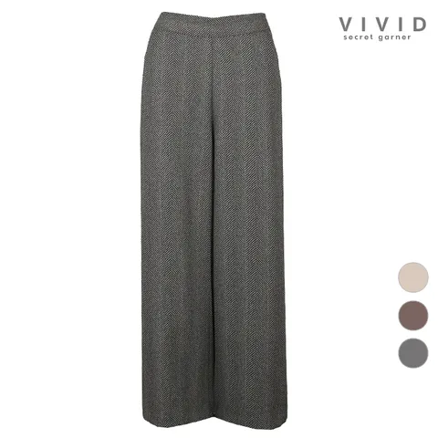 여성 겨울 모직 헤링본 기모 통팬츠