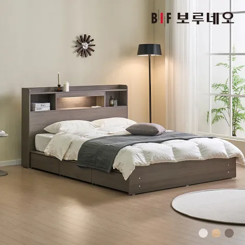 [착불]  코코 LED 3서랍 수납 침대 프레임 K