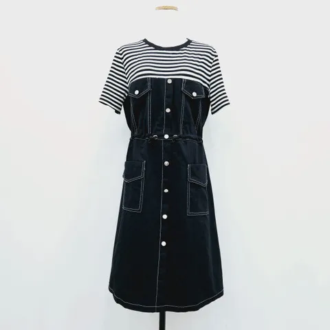 스트라이프배색원피스 FM4F3OP3085BK_SH