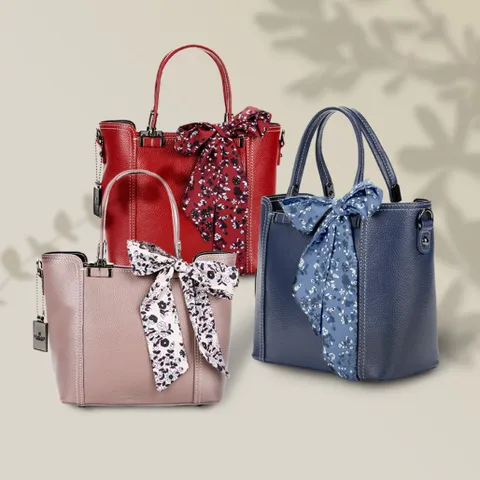 스카프 포인트 천연 가죽 크로스백 숄더 토트백